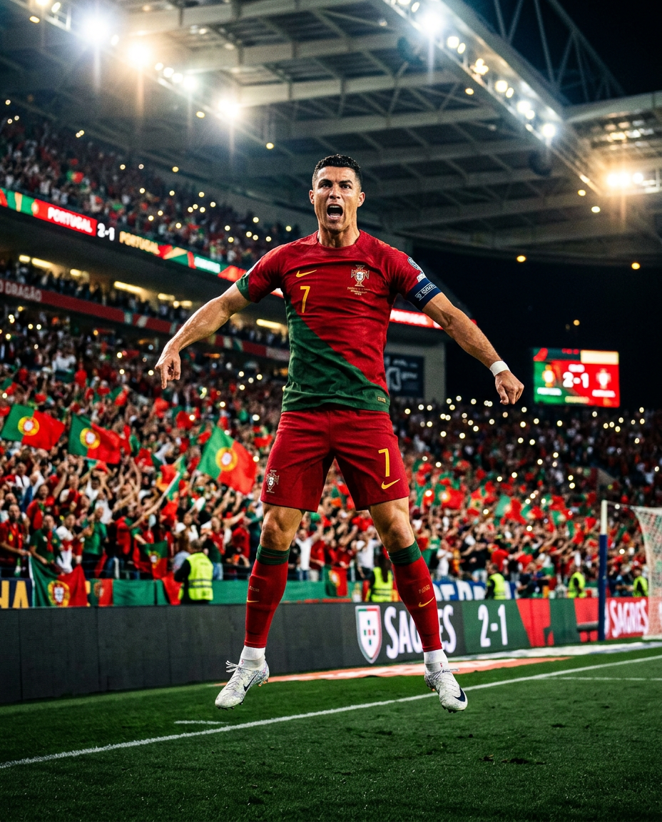 Cristiano Ronaldo celebration in Portugal jersey